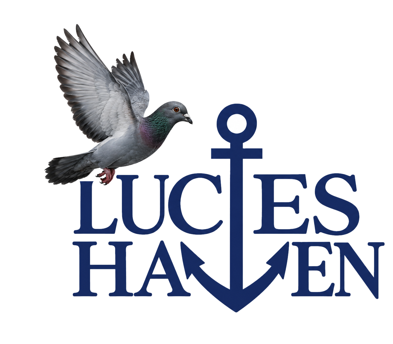 The Lucies Haven pigeon and anchor mark — the loft